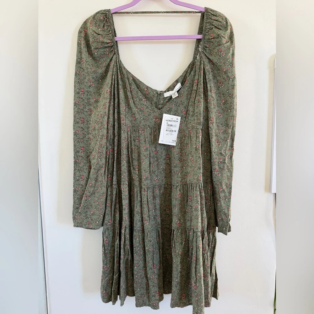 Fourteenth Place green Floral Long Sleeve Dress Size M NWT - Picture 3 of 7